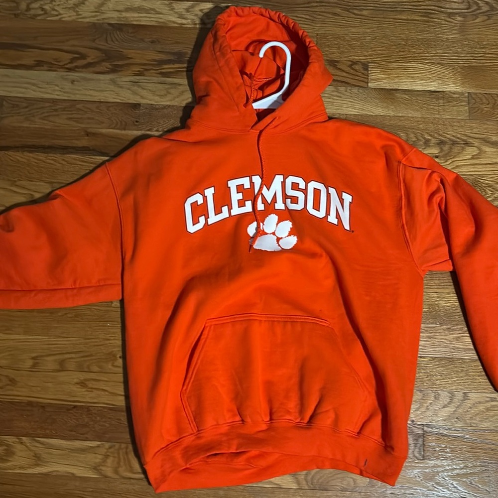 Clemson University Orange Hooded Sweatshirt Size Large